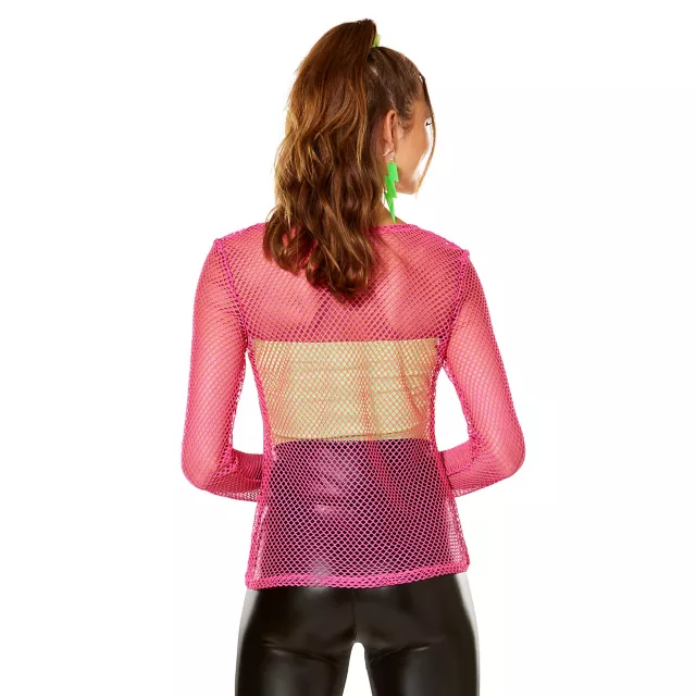 Long sleeve pink mesh top deals