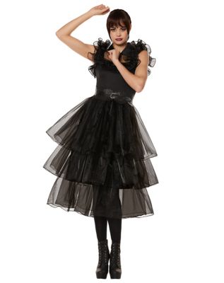 Ladies Creepy Girl Wednesday Addams Adults Halloween Fancy Dress Costume