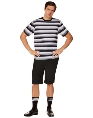 Boys Black and White Striped Shirt Neck T-shirt and Short Socks Halloween  Costumes