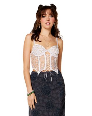 Poppy Red Lace Corset Strappy Bodysuit, Womens Tops