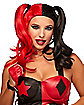 Harley Quinn Red and Black Pigtails Wig - DC Villains