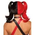 Harley Quinn Red and Black Pigtails Wig - DC Villains at Spencer's