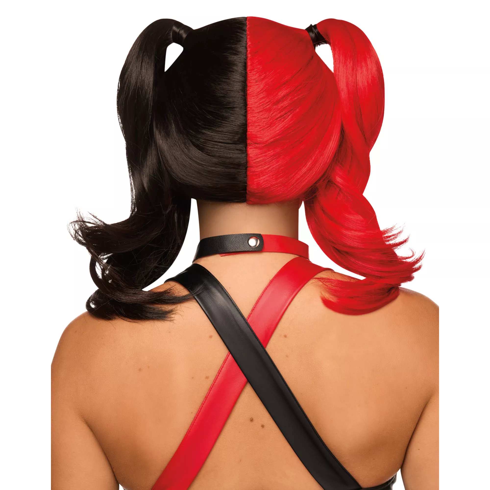 Harley Quinn Red and Black Pigtails Wig - DC Villains at Spencer's