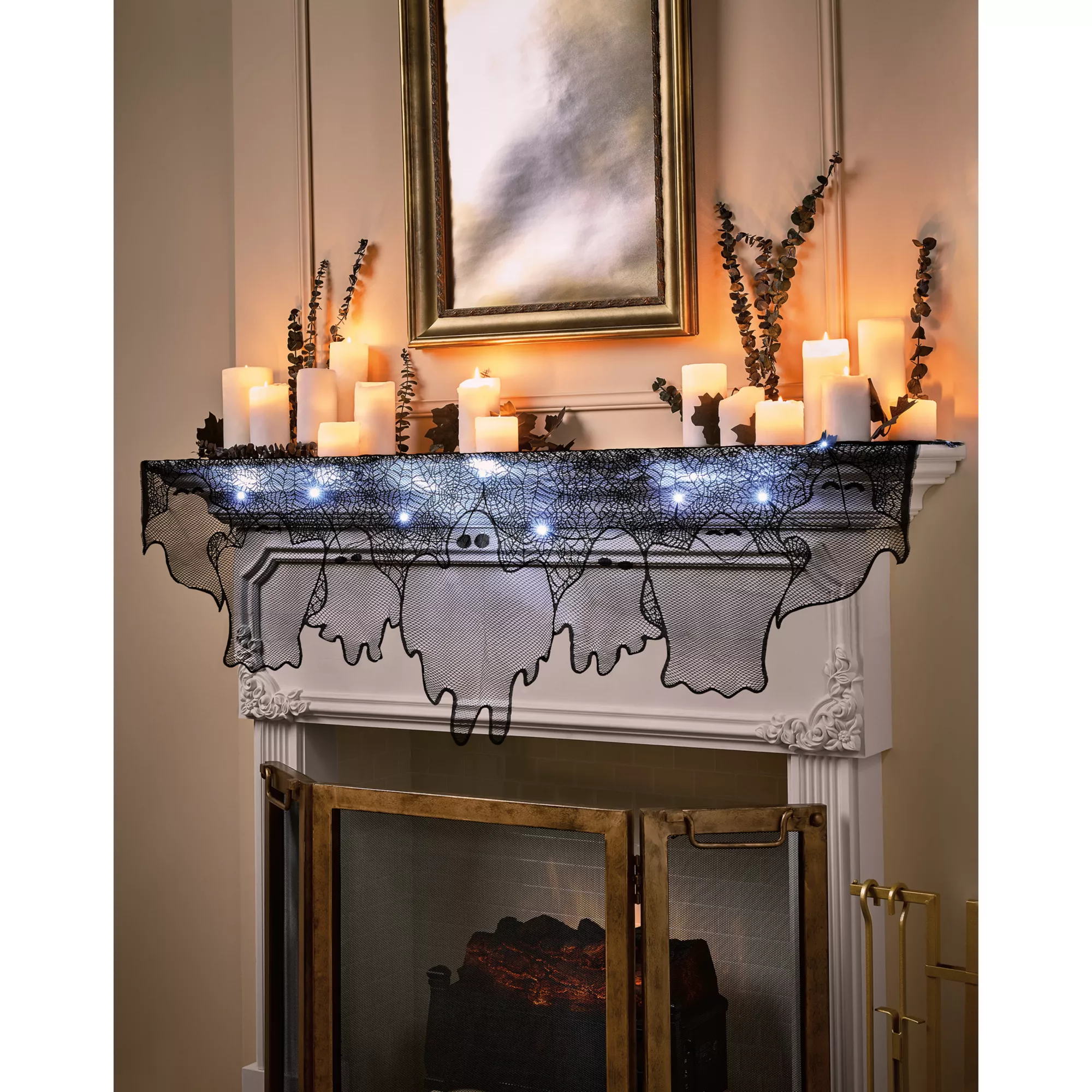 Light-Up Lace Ghost Mantel Scarf at Spencer's