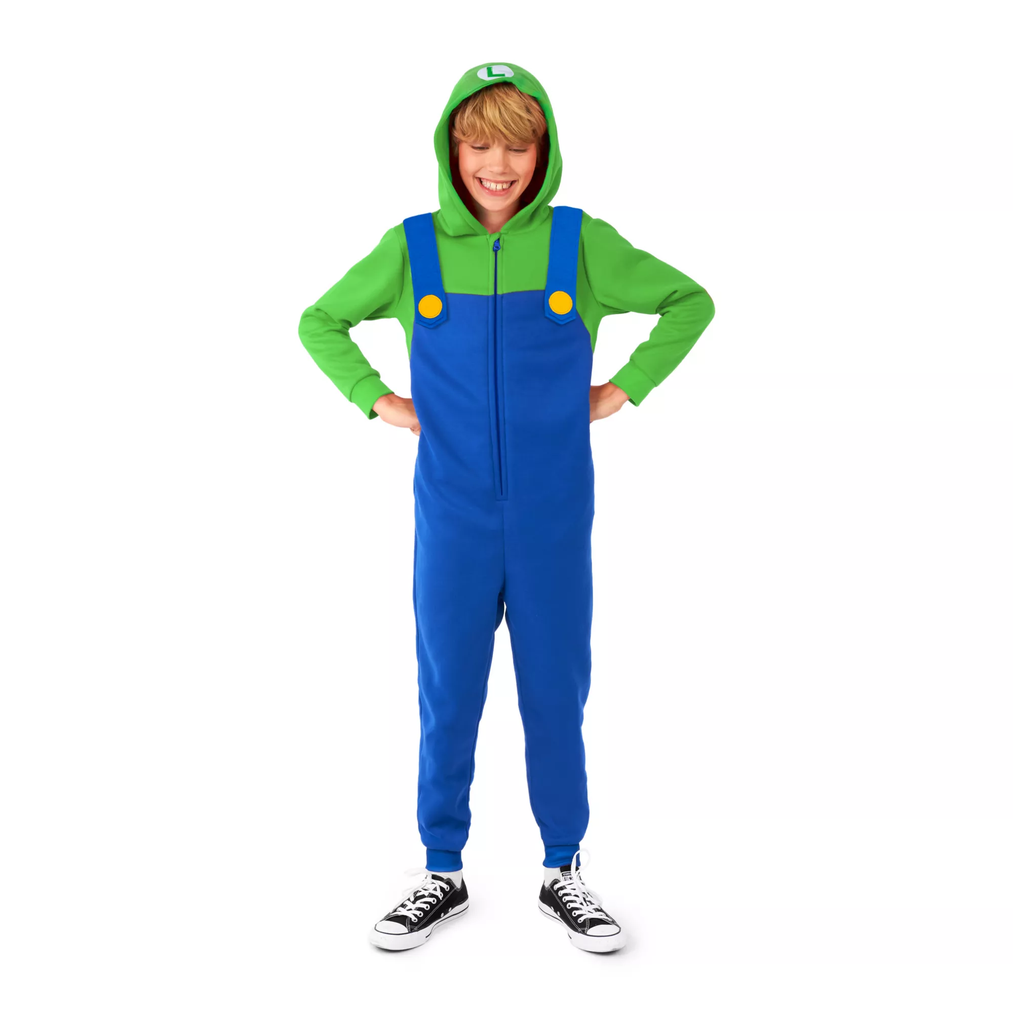 Kids Luigi Hooded Jumpsuit - Super Mario Bros. at Spirit Halloween