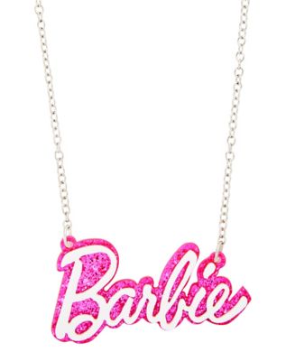 Barbie Collana Con Logo In Cristalli E Catena 40,6 Cm, Ufficiale Mattel, Colori Oro/Argento/Oro Rosa - 3