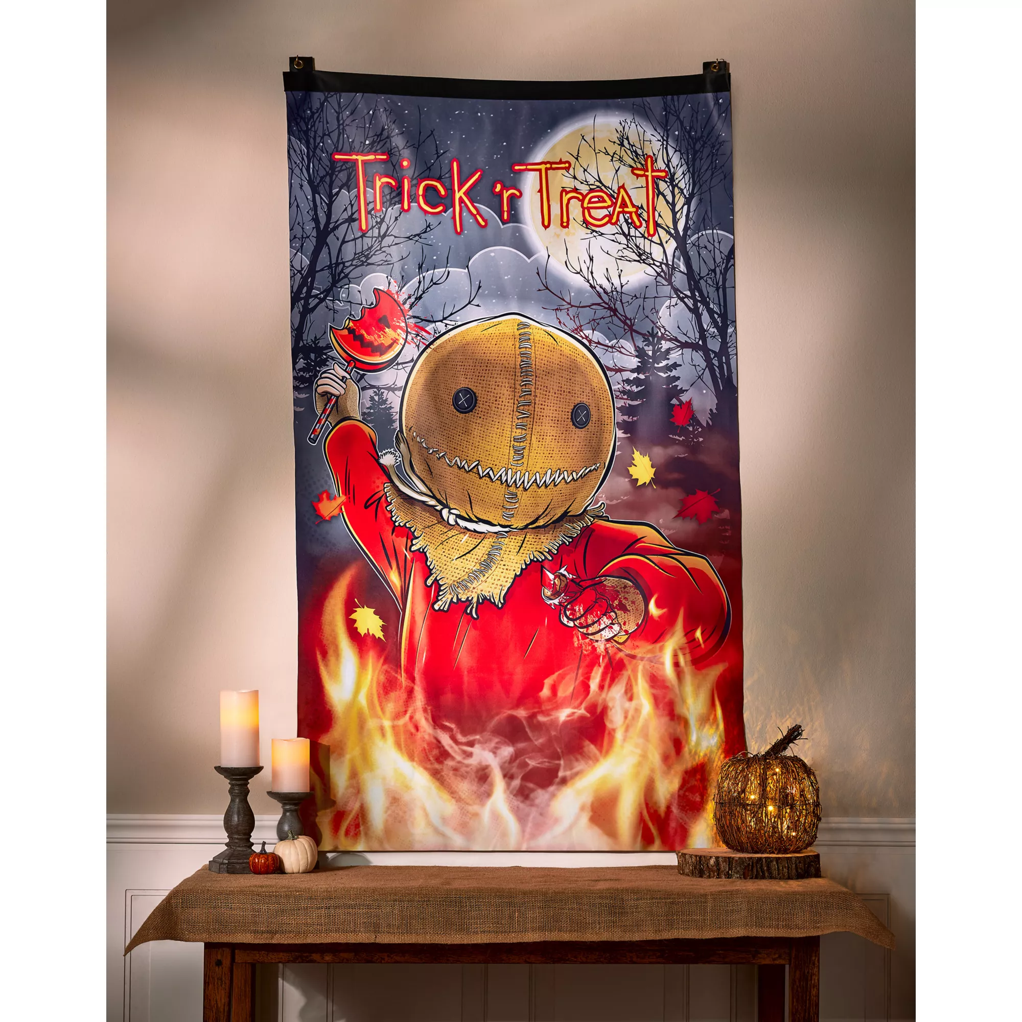 Flaming Sam Flag - Trick 'r Treat at Spirit Halloween