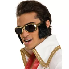 Gold Elvis Sunglasses with Sideburns- Elvis Presley at Spirit Halloween