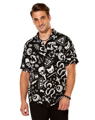 Horror Night Icons Hawaiian Button Up Shirt