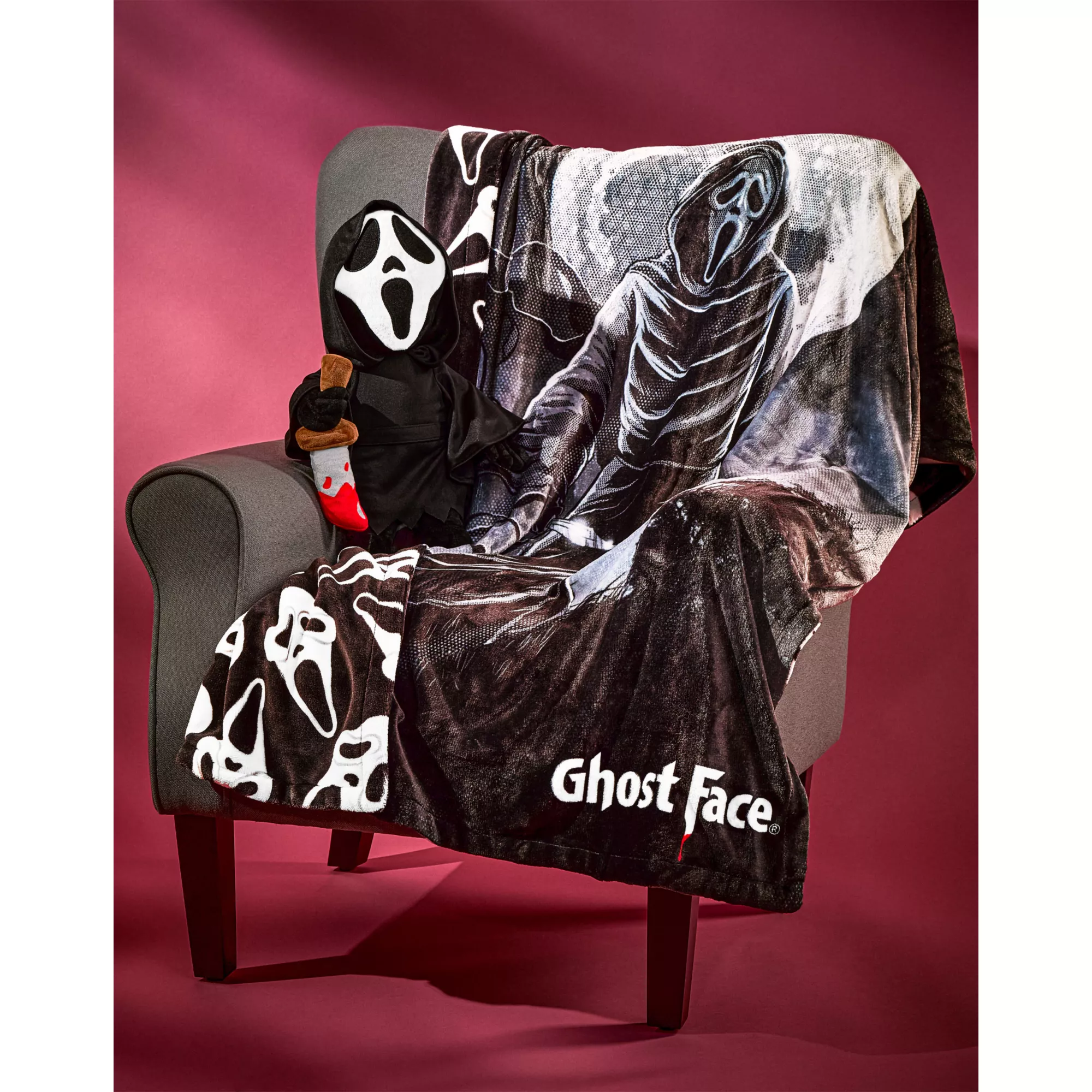 Ghost Face Reversible Fleece Blanket at Spencer's