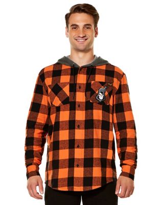 Orange flannel outlet hoodie