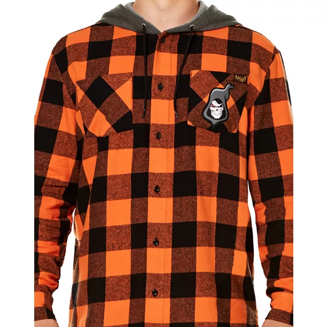 Orange flannel hoodie on sale