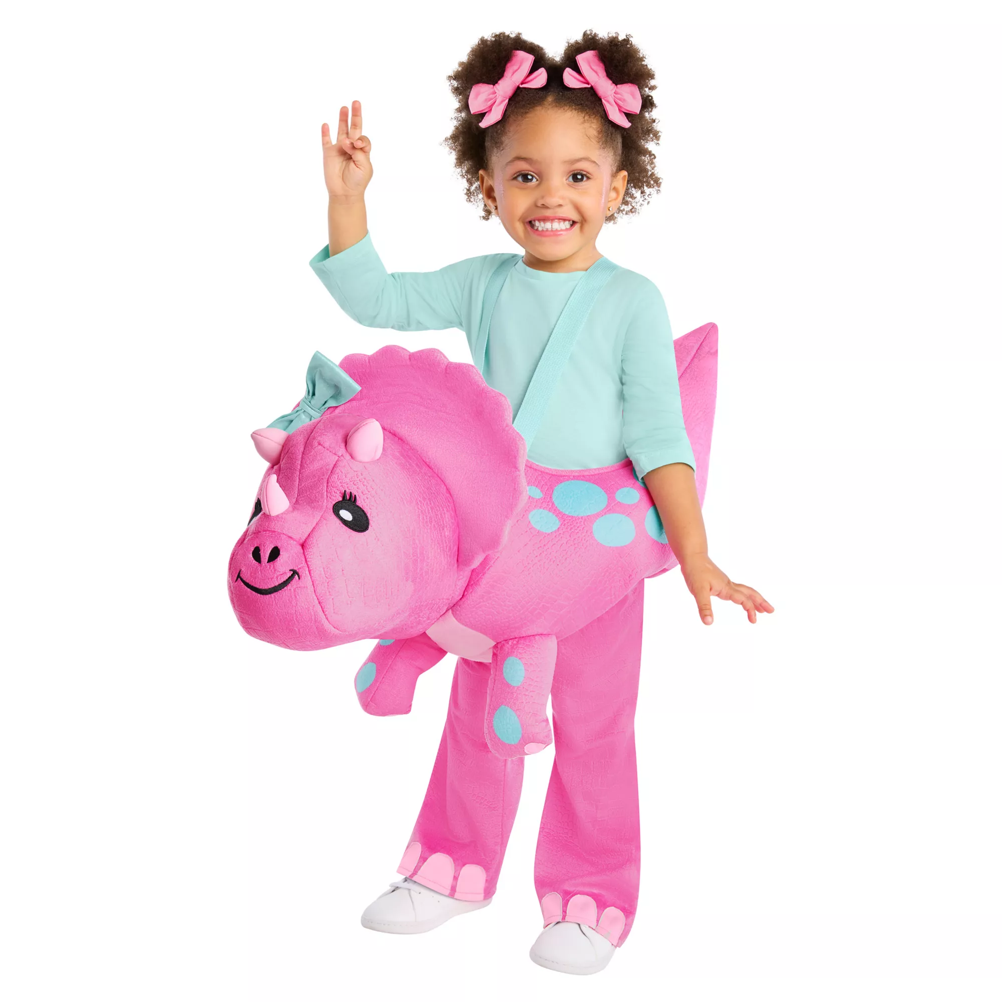 Toddler Pink Dino Ride-Along Costume at Spirit Halloween