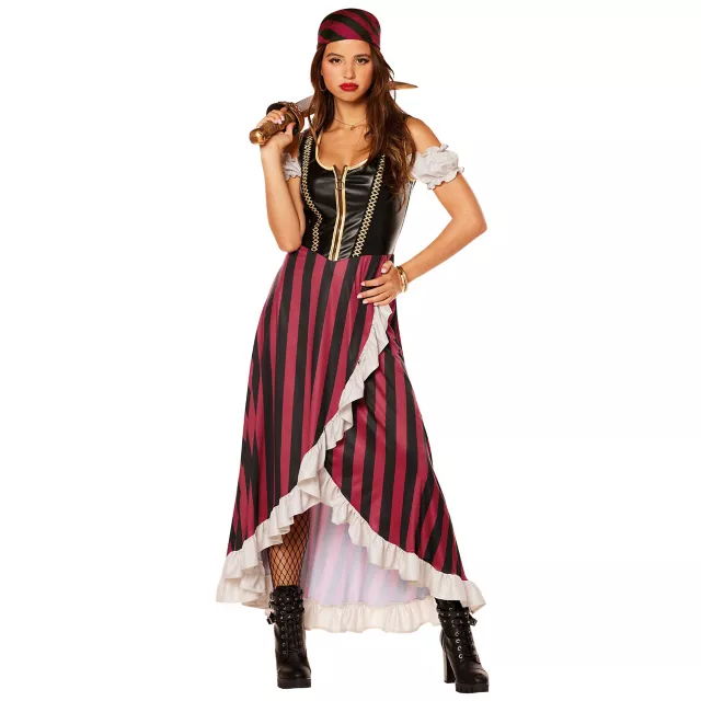 Pirate Wench Costume Adult Dress Black White Red Pirate Wench Costume Adult Dress Black White Red