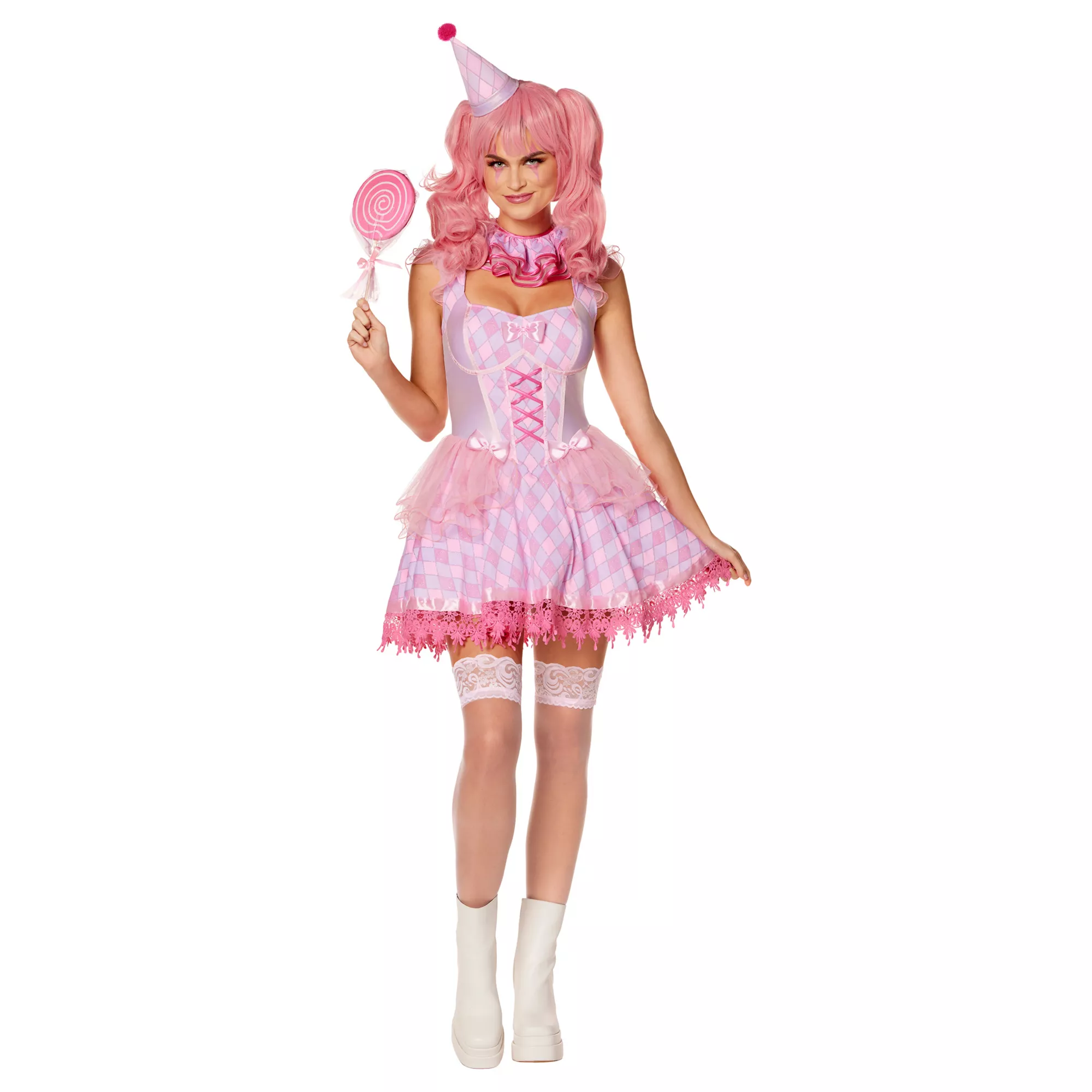 Adult Pink Pastel Clown Dress Costume at Spencer's