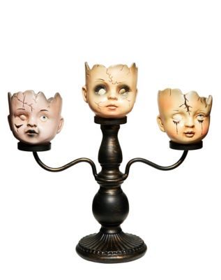 Gothic Noir Doll Head Candelabra - Spirithalloween.com