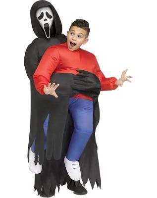 Kids Ghost Face Carrying Inflatable Costume, Black - Spirit Halloween