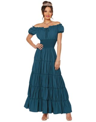 formal peasant dress Final Sale Plus Size Spaghetti Strap Peasant Maxi Dress in Green – Chic And  Curvy main image 1