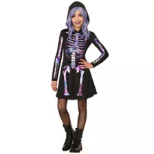Kids Pastel Skeleton Hooded Dress Costume at Spencer's