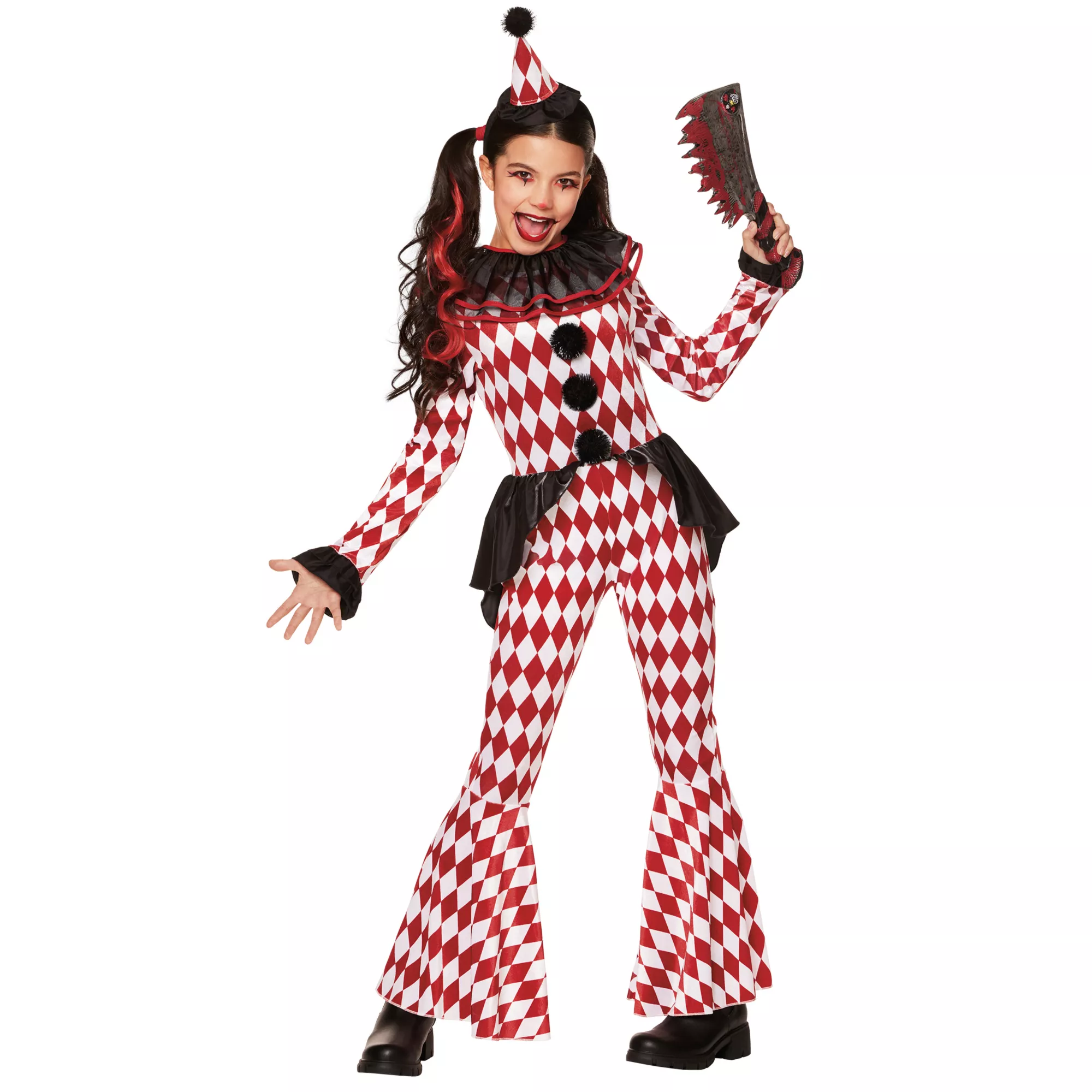 Kids Red Carnival Clown Unitard Costume at Spirit Halloween