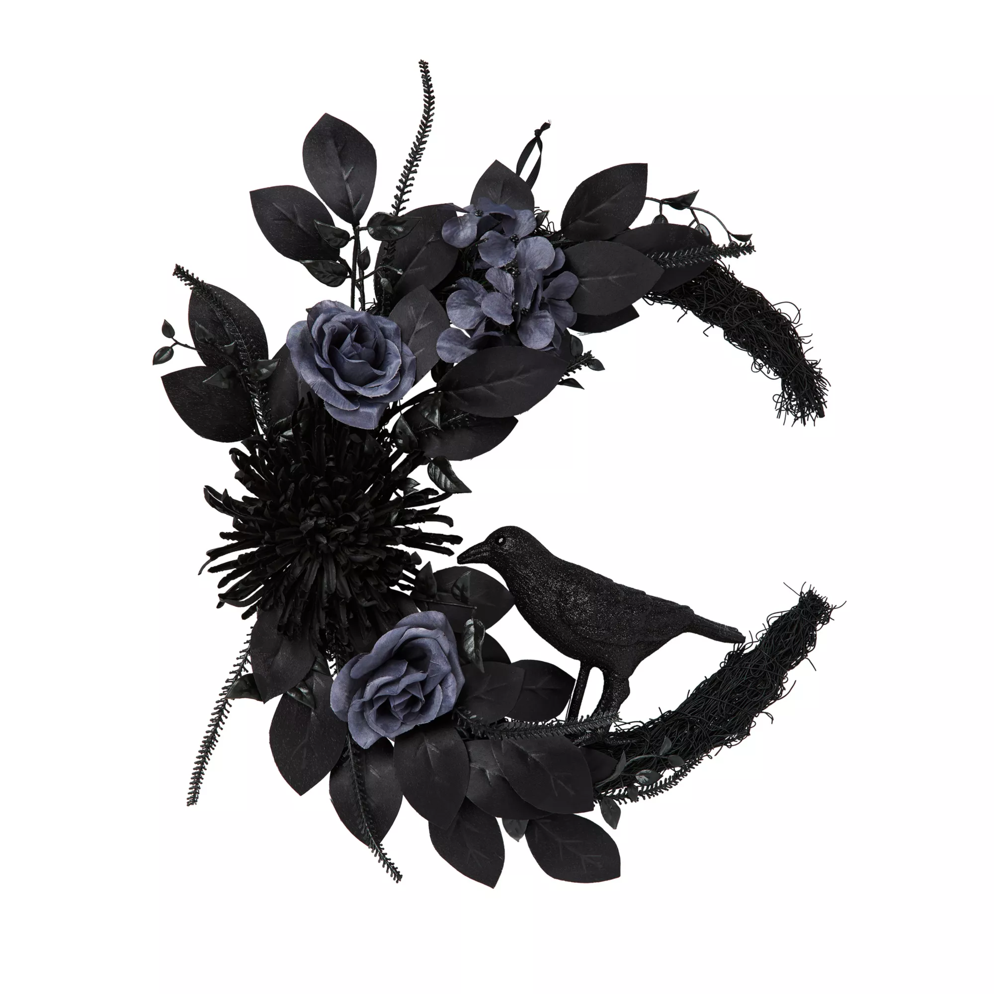 Mystical Arts Black Flower Crow Wreath at Spencer's