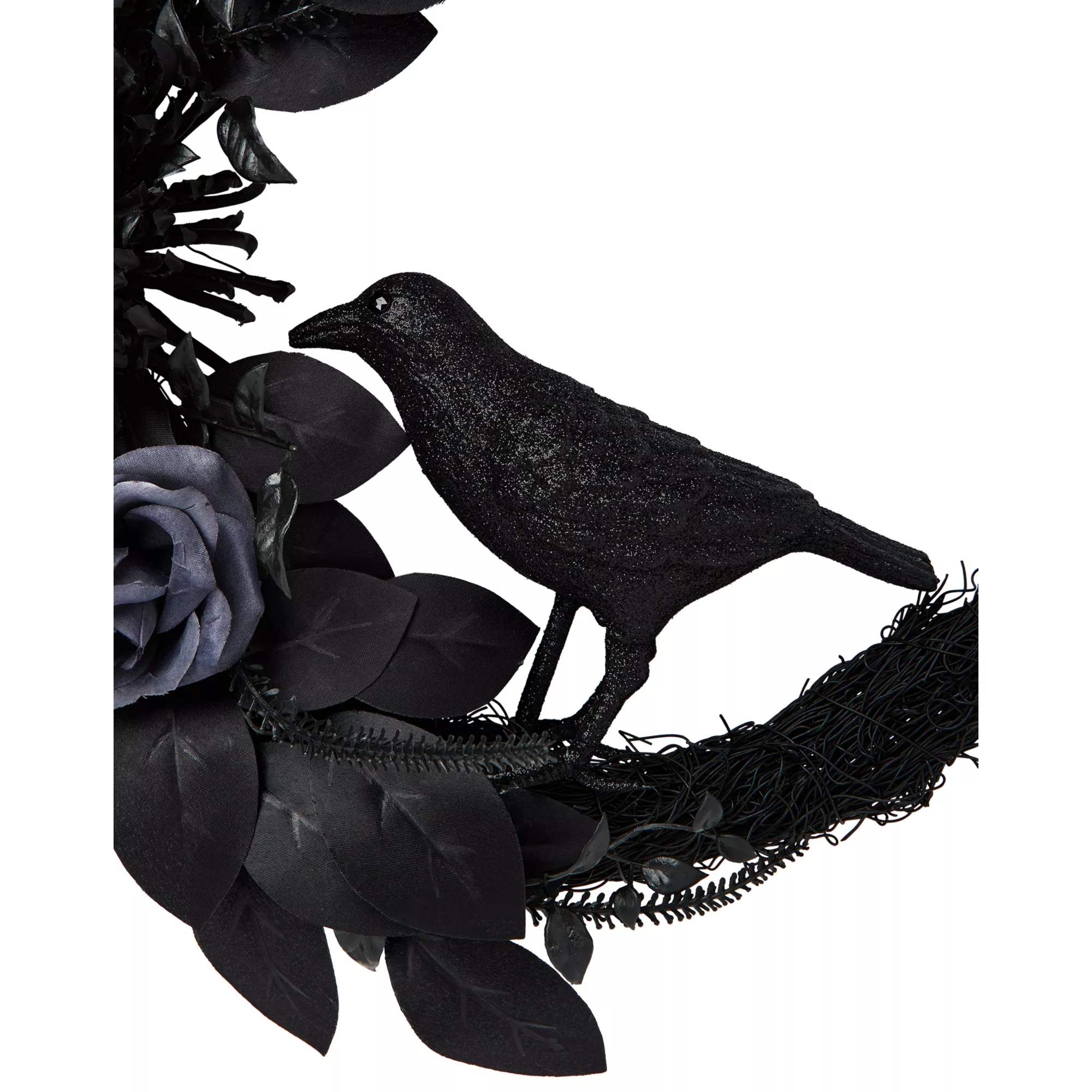 Mystical Arts Black Flower Crow Wreath at Spencer's