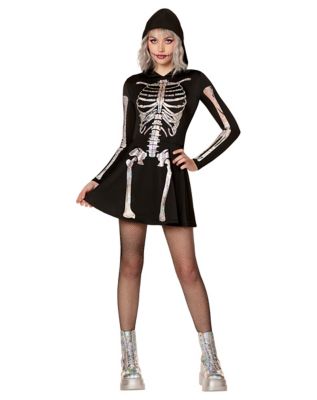 Adult Holographic Skeleton Hooded Dress