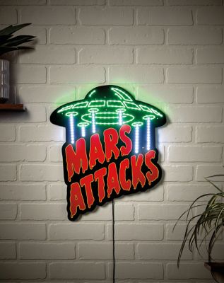 Mars Attacks Neon LED Light-Up Sign, Multi - Spirit Halloween
