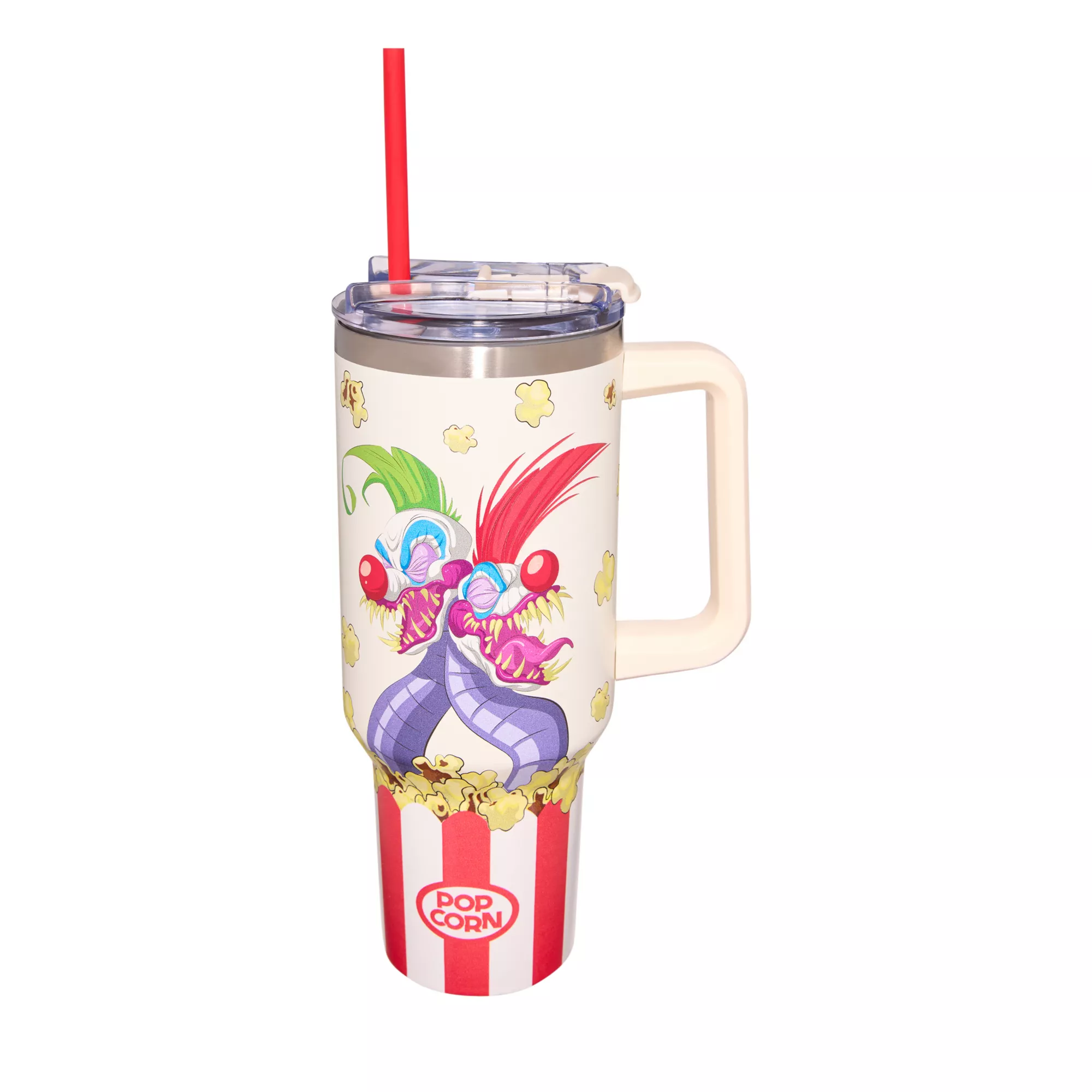 Popcorn Klowns Travel Tumbler with Straw 40 oz. - Killer Klowns from Outer Space at Spencer's