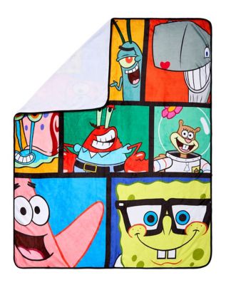 SpongeBob SquarePants Characters Grid Fleece Blanket - Spirithalloween.com