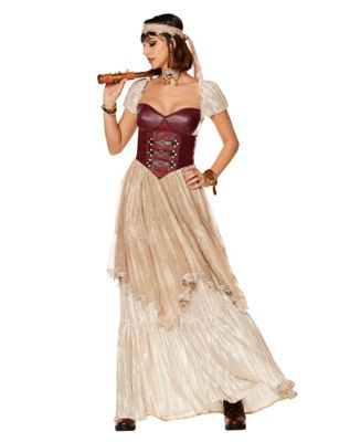 beige pirate dress Renaissance Pirate Top Shirt Costume Women-Beige