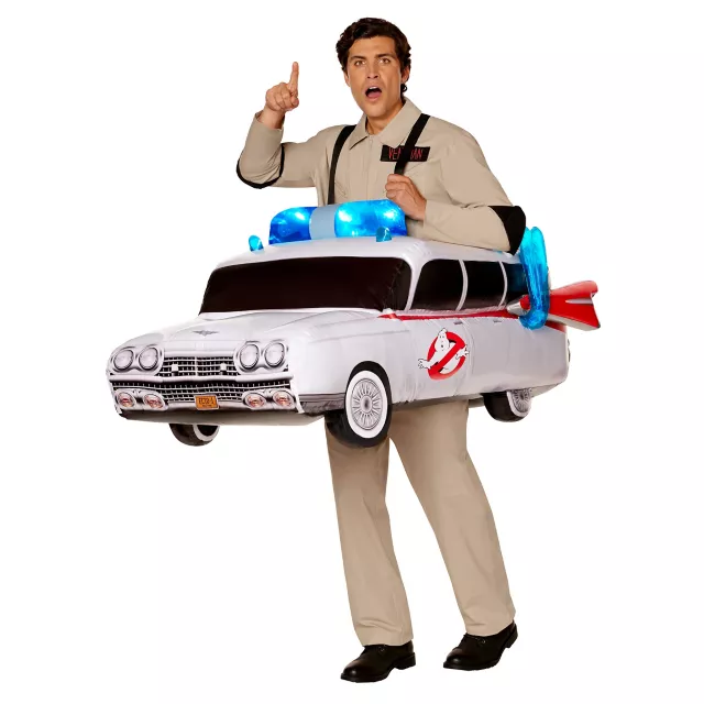 Adult Light Up Ecto 1 Inflatable Ride Along Costume Ghostbusters Spirithalloween