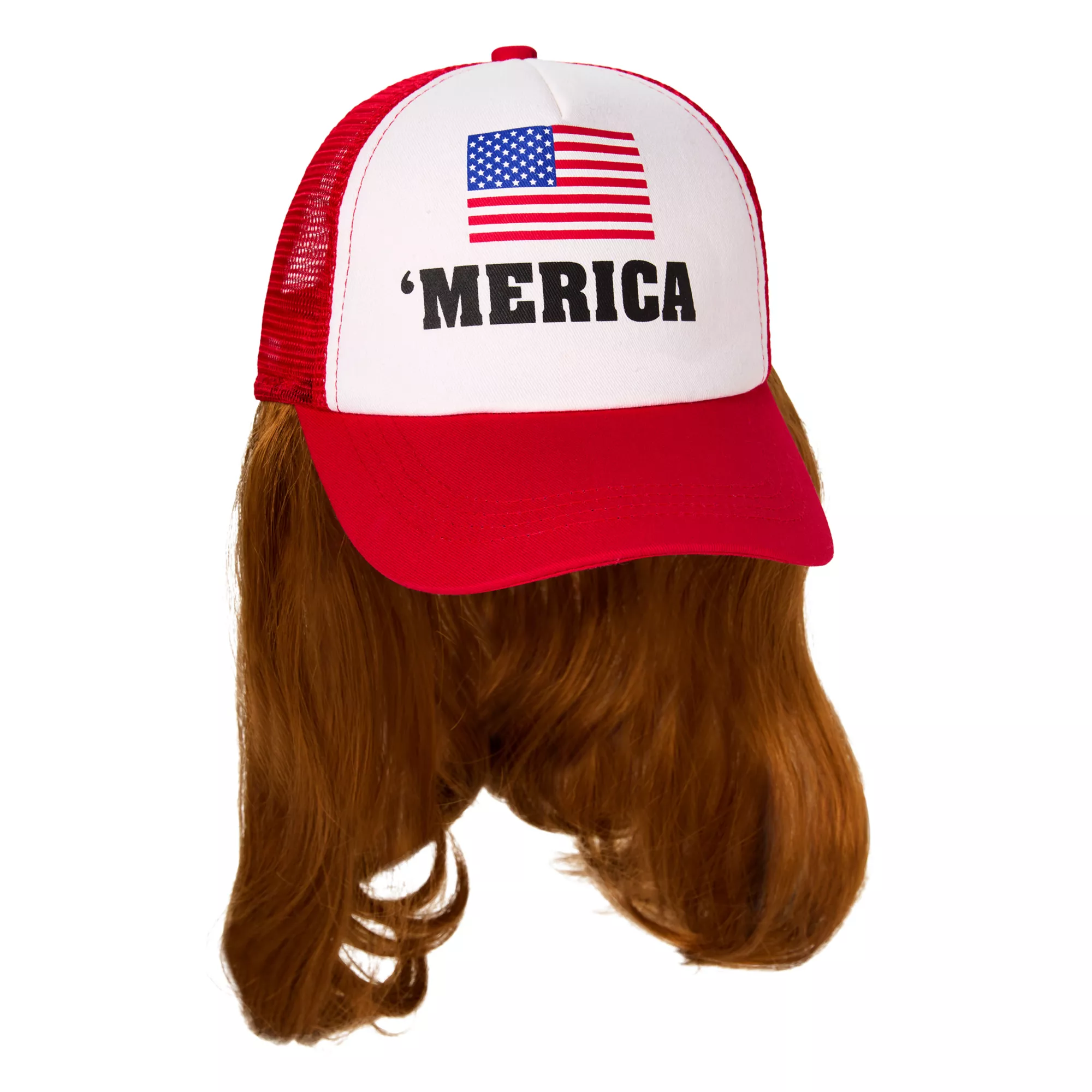 'Merica Trucker Hat with Attached Wig at Spirit Halloween