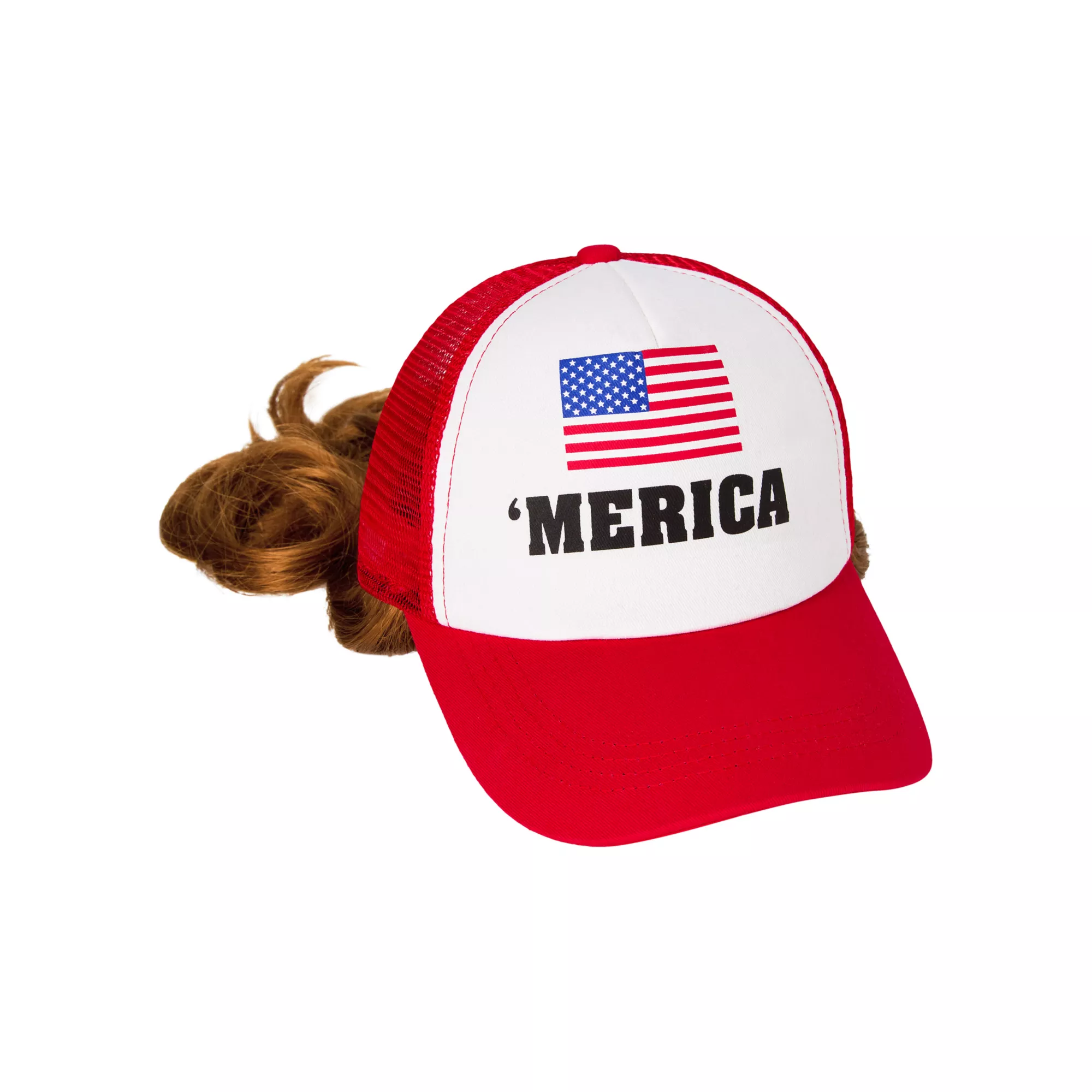 'Merica Trucker Hat with Attached Wig at Spirit Halloween