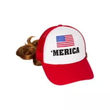 'Merica Trucker Hat with Attached Wig at Spirit Halloween