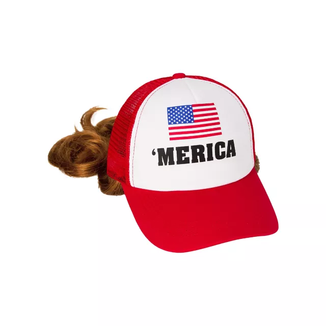 'Merica Trucker Hat with Attached Wig at Spirit Halloween