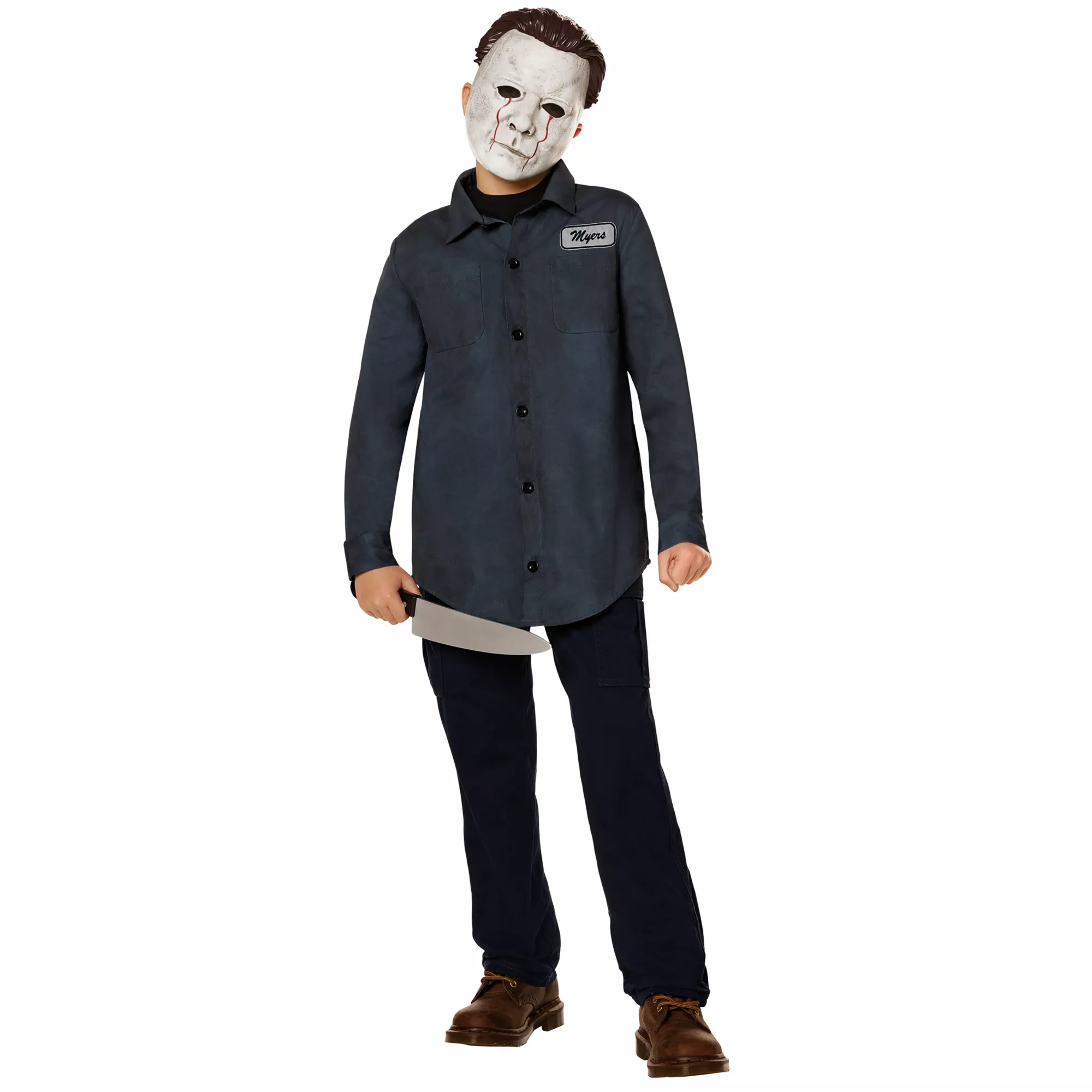 Kids Michael Myers Work Shirt and Mask Costume Kit - Halloween at Spirit Halloween