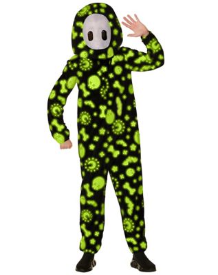Kids Glow in the Dark Spooky Doodles Jumpsuit Costume - Fall Guys, Black/Green, XL - Spirit Halloween