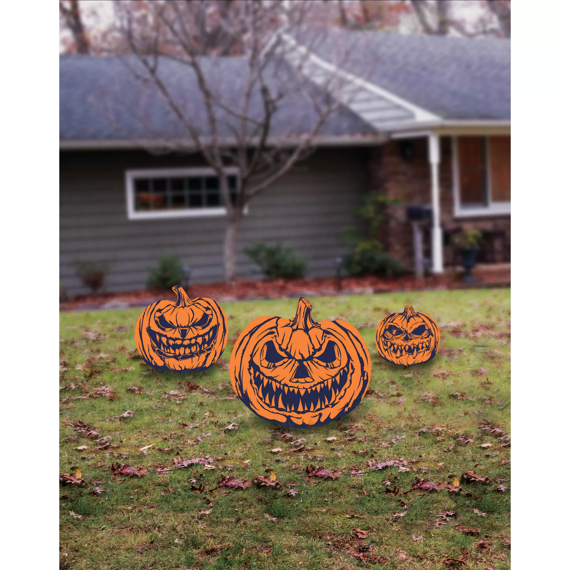 Scary Pumpkin Signs Lawn Decor Set - 3 Pack at Spirit Halloween