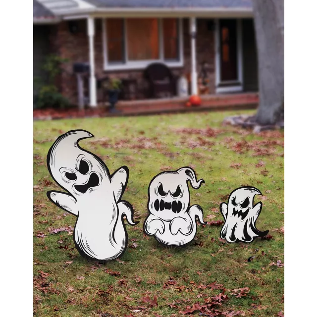 Scary Ghosts Signs Lawn Decor - 3 Pack - Spirithalloween.com