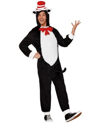 Adult The Cat in the Hat Jumpsuit Costume, Black, Large/X-Large - Spirit Halloween