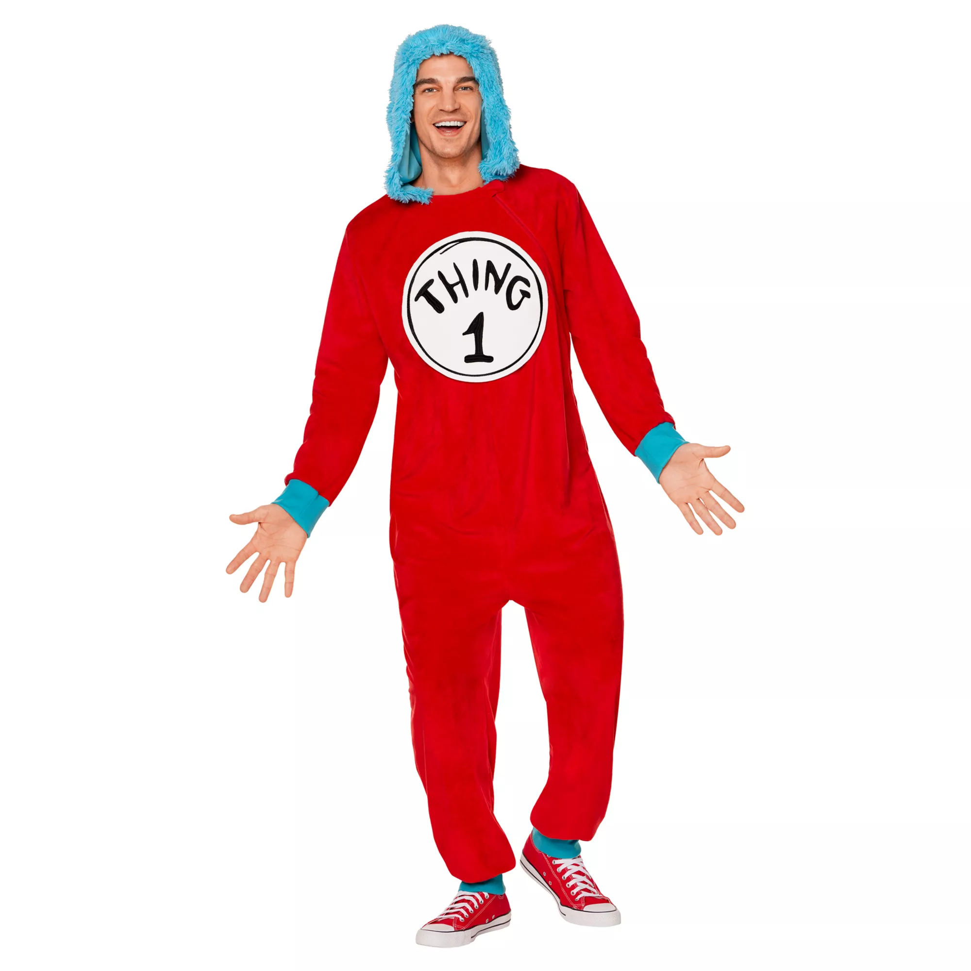 Adult Thing 1 and Thing 2 Jumpsuit Costume - Dr. Seuss at Spirit Halloween