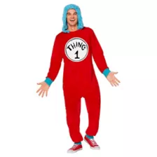 Adult Thing 1 and Thing 2 Jumpsuit Costume - Dr. Seuss at Spirit Halloween