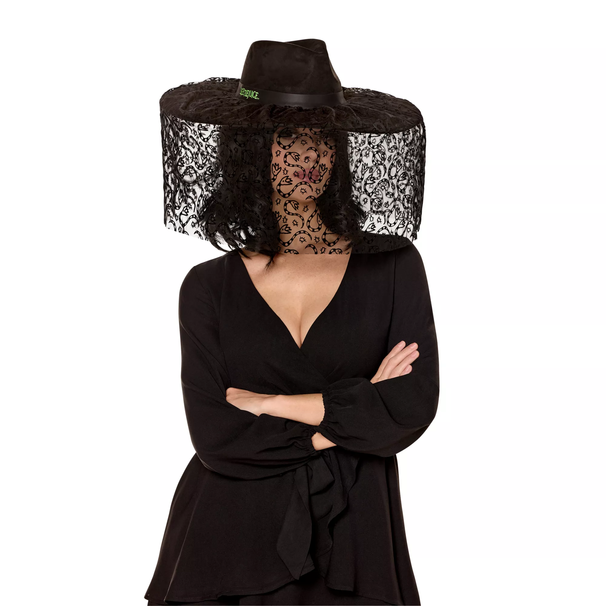 Black Lydia Veiled Hat - Beetlejuice at Spirit Halloween
