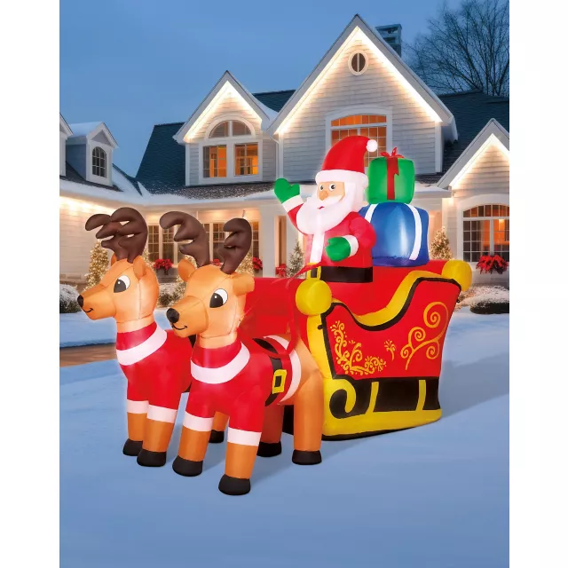 5 Ft Light-Up Santa Sleigh Inflatable Decoration at Spirit Halloween
