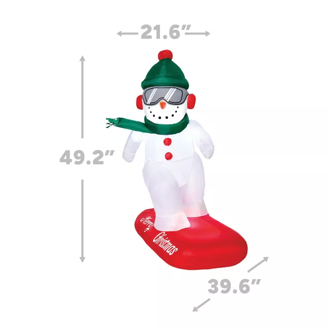 4 Ft Snowboarding Snowman Inflatable Decoration at Spencer's
