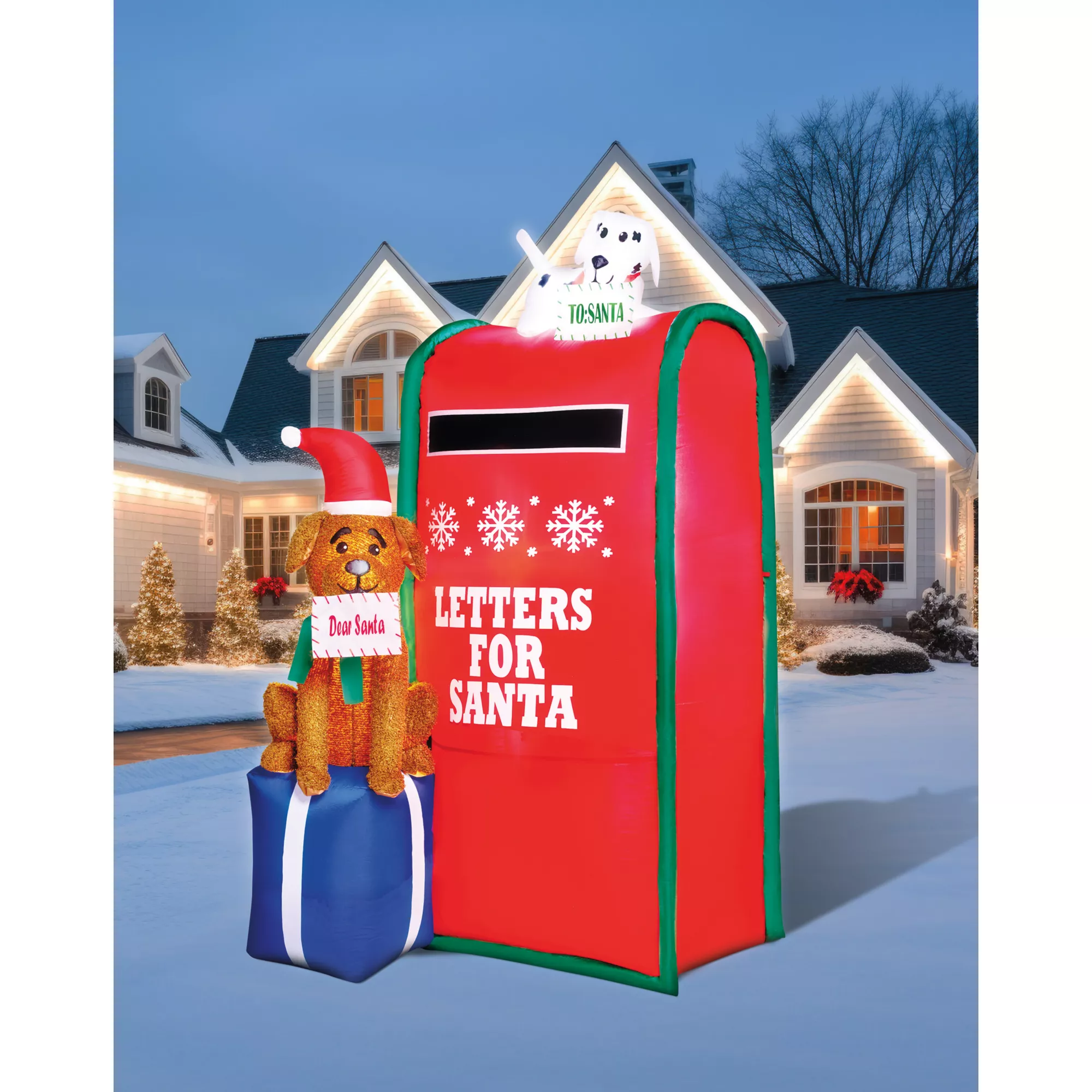 5 Ft 11 In Light-Up Santa Paws Mailbox Inflatable Decoration at Spencer's