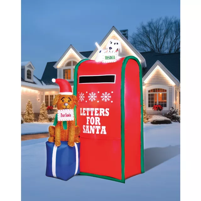 5 Ft 11 In Light-Up Santa Paws Mailbox Inflatable Decoration at Spencer's