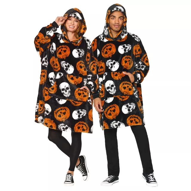 Adult Pumpkin Skull Snugarumi Hooded Shirt Costume