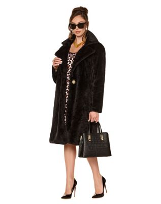 Adult Black Faux Fur Coat, Black/Gray, Large/X-Large - Spirit Halloween